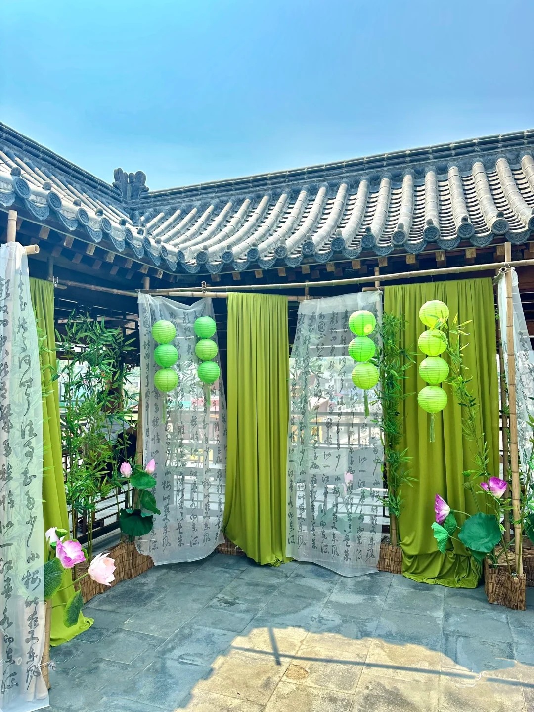新中式场景布置国风书法纱幔古风布幔绿色纱幔装饰婚庆婚礼背景布-阿里巴巴