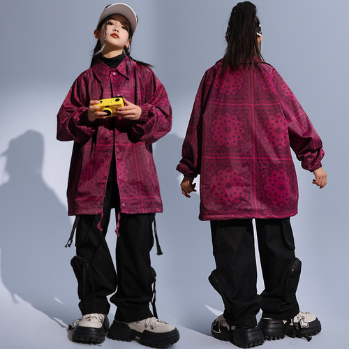 Streetwear Children's Hip-Hop Fashion Bomber Jacket for Boys and Girls, Cool and Stylish Clothing for Hip-Hop Performances