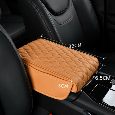 Armrest box pad – Storage - small-cayenne-yellow-with-storage-side-pocket-medium-thick-style