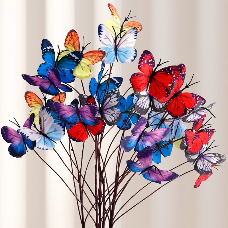 Xiyu imitación de flores 5 mariposas materiales de embalaje de ramo de flores decorativas para el hogar floristas materiales DIY hechos a mano