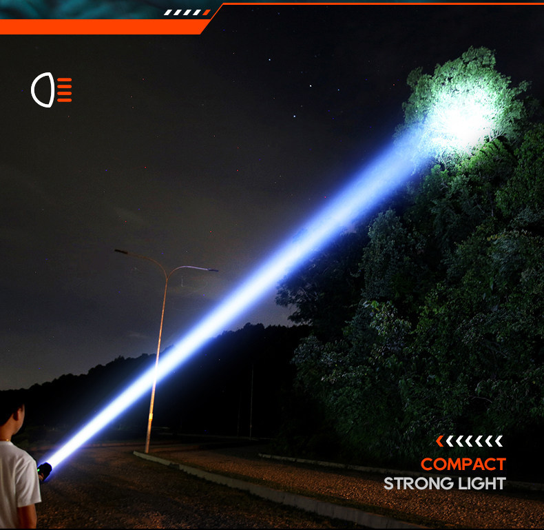 Flashlight with Strong Light, Ultra-Bright, Long-Range, Portable, Ultra-Long Battery Life, Aluminum Alloy, Waterproof Work Light for Home Use