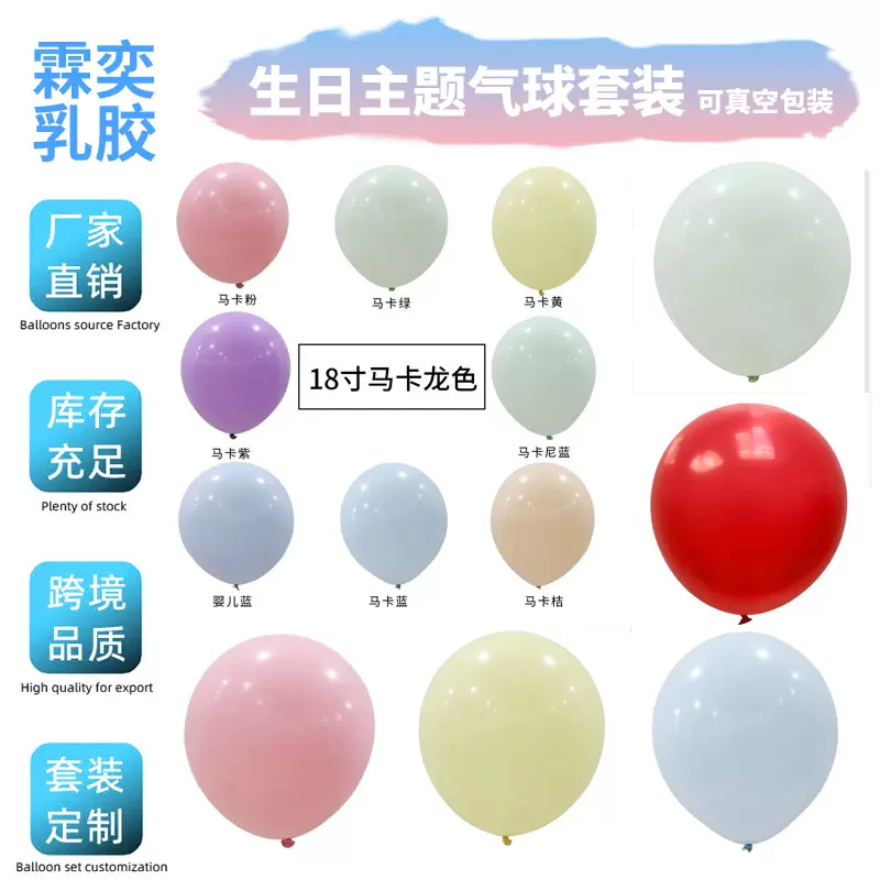 厂家批发18寸马卡龙乳胶气球 婚房布置生日派对装饰婚庆气球跨境