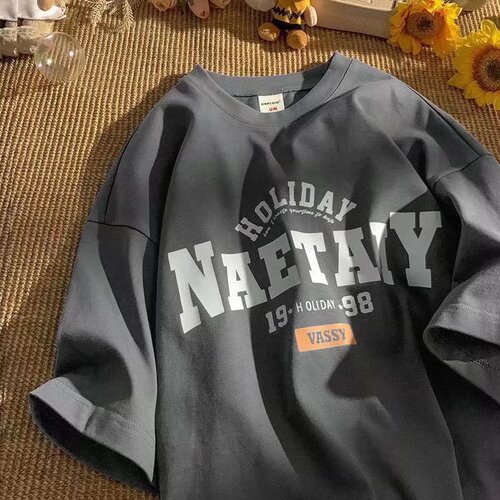 American Retro Pure Cotton Short Sleeve T-Shirt for Men Summer Hong Kong Style INS Trendy Brand Couple's Outfit Loose High Street Half-Sleeve Clothing Trend