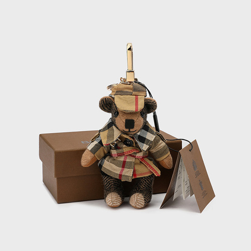 Adorable Teddy Bear Windbreaker Style B Small Bear Wall Decor, Bag Accessory, Plush Cartoon Figurine, Couple Car Keychain