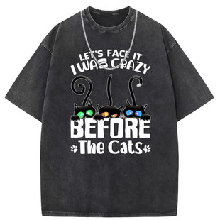 Short-sleeved T-shirt women's washed old American street original European and American men's clothing men's and women's custom