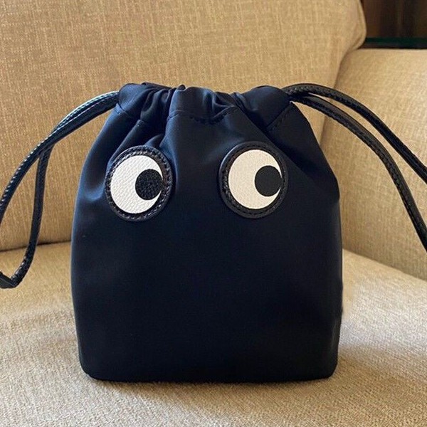 New Nylon Cartoon Cute Big Eyes Fashion Storage Bag Lightweight Drawstring Cosmetic Bag Mini Portable Inner Bag