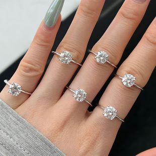 霖琅s925纯银经典四爪戒指女镶嵌锆石日韩时尚休闲奢华高级感戒指-阿里巴巴