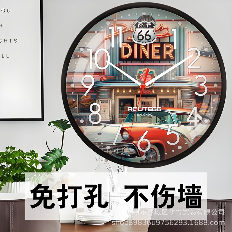 掛け時計泰系子供漫画円形静音寝室掛け時計象拳王レストラン時計|undefined