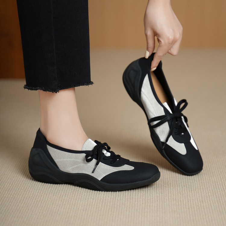 Soft-Soled Sheepskin Casual Shoes for Women 2026 Spring New Style Small Leather Shoes Thick-Soled Mary Jane Women's Shoes Lace-Up German Training Shoes