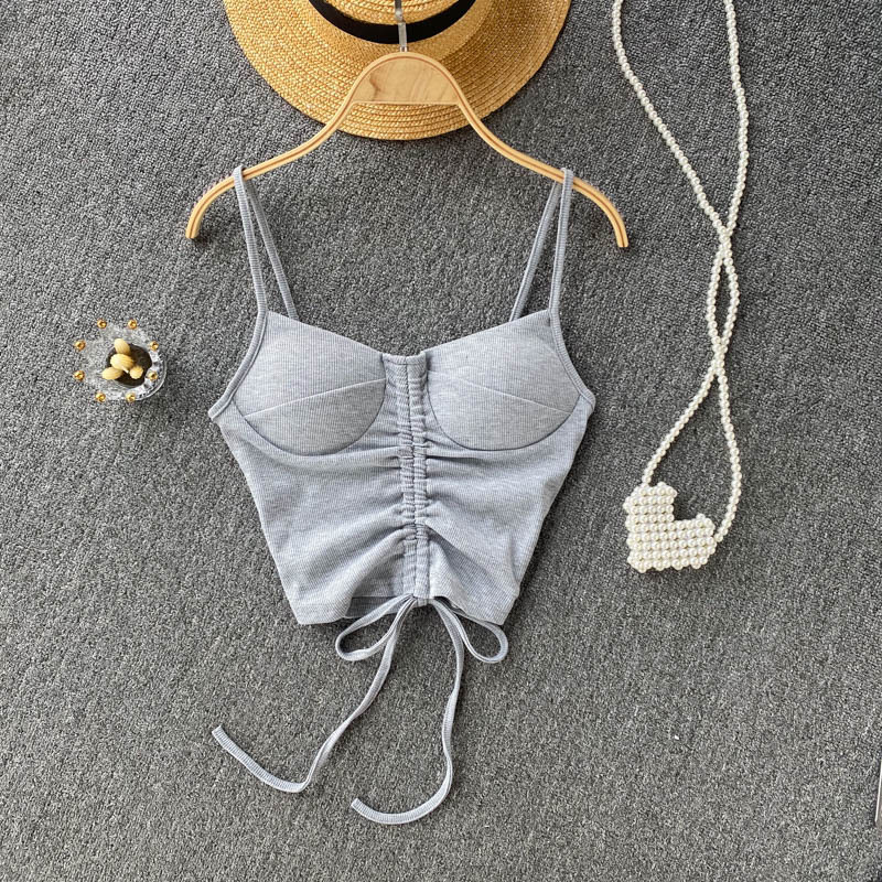 77g Weight Cotton, Rib Fabrics Fabric Type Short Top Length Vest Tops Type Holiday, Daily, Selfie Occasion Strap Neckline Slim Fit Type Solid Color Pattern Summer Season Women's Gender Casual, Elegant, Streetwear Style Wholesale Women's Casual Elegant Streetwear Solid Color Tank Tops 12