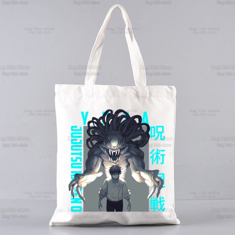 Jujutsu Kaisen Gojo Goku impresa bolsa de lona Harajuku bolso de hombro bolso de moda estudiante bolsa de compras