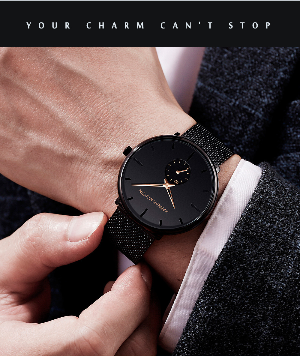 Reloj de cuarzo impermeable para hombre con correa de malla de acero_voghion.com