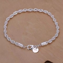国境を越えて欧米のファッションジュエリー麻花ブレスレット銀メッキ4mmキラキラツイストブレスレットメーカー直販