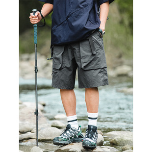 Bingdu Japanese Style Retro Casual Shorts Men's Summer Thin American Style Trendy Brand Large Pocket Workwear Five-point Pants