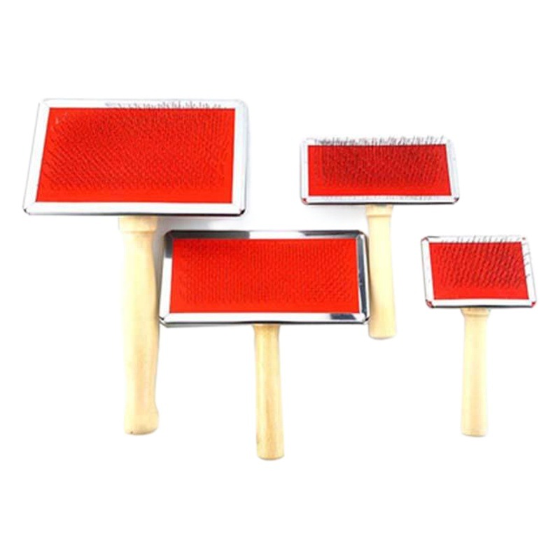 Limpieza de mascotas belleza aguja de acero peine mango de madera cuidado de la piel cepillo de piel suministros para mascotas perro peine mango de madera peine