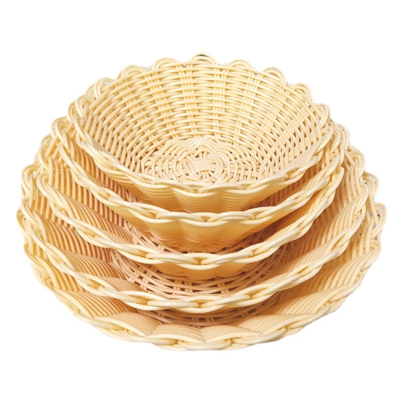 Vegetable Basin Rattan Kitchen Hot Pot Platter Vegetable Basket Living Room Plastic Fruit Basin Washing Fruit Plate Home Basket