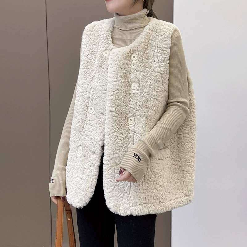 Кашемировый жилет 2024 новый взрывной осенне-зимний меховый жилет без рукавов