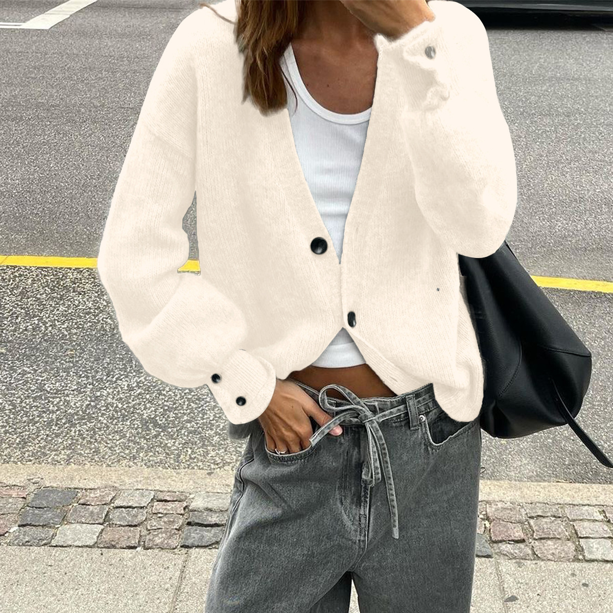 Kaikuo Europa y América de moda botones de lana de manga larga suéter multicolor ropa de mujer otoño / invierno 2025 Amazon
