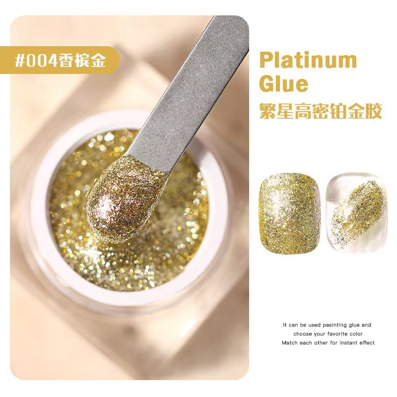 Transfronteriza nueva estrella de alta densidad de platino pegamento brillante flash de uñas pegamento de uñas roto diamante esmalte de uñas pegamento brillo pegamento