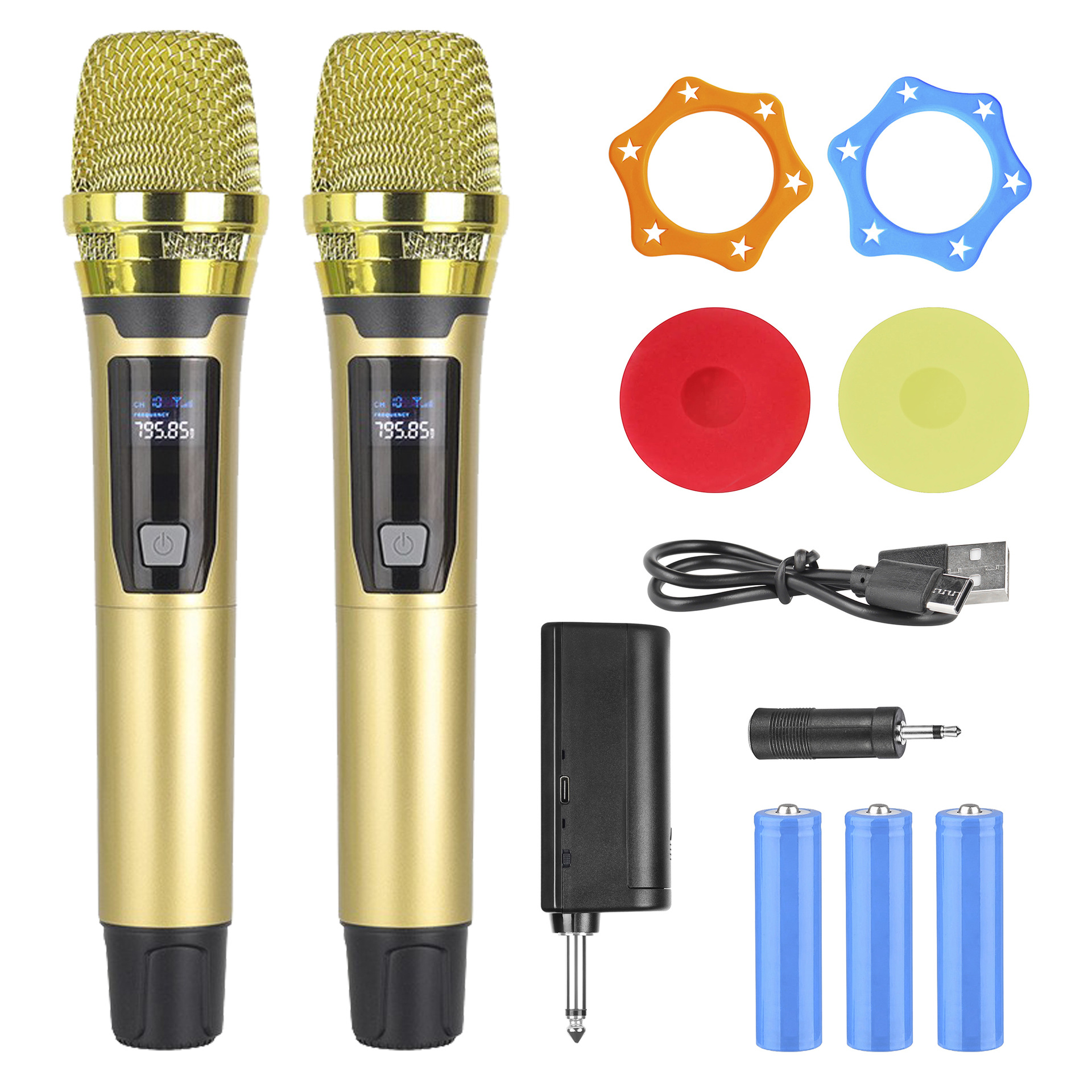 Cross-Border One-To-Two Wireless Microphone 206 Ktv Live Broadcast Sound Card Outdoor Home Universal Rechargeable Microphone