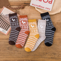 Amazon Cross-border Trade Children's Mid-calf Double-needle Double-track Cartoon Fox Thick Warm Wool Rabbit Socks for Women