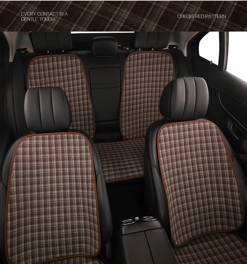 Retro Plaid Simple Breathable Four-Season Car Seat Cushion Suitable for Audi A3 A4L A5L Q3 Q5L Q2