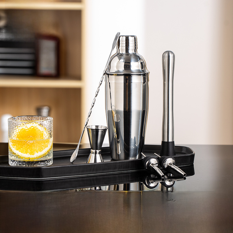 跨境爆款不锈钢调酒器套装鸡尾酒调酒工具调酒用品六件套