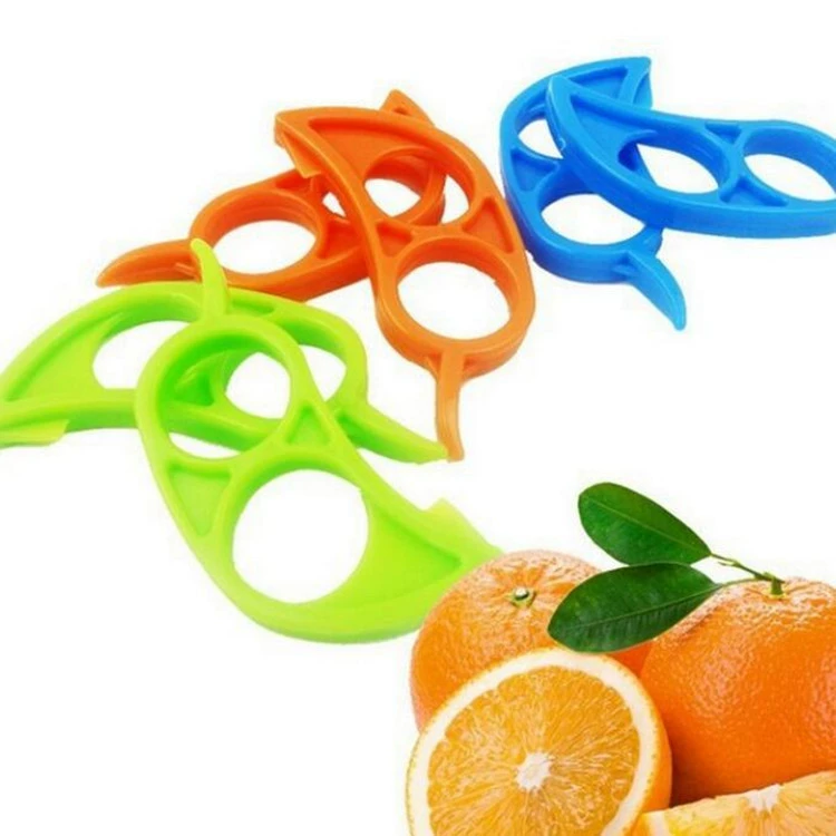 Fruit peeler mouse‑shaped handheld citrus peeler, dual‑blade plastic, compact orange