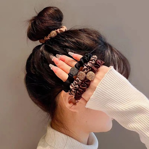 Large intestine hair ring for women with simple temperament and ponytail rubber band Korea  new high elastic head rope leather set hair accessories