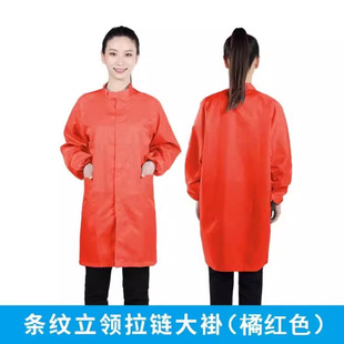 Anti-static Dust-free Stand Collar Zipper Coat Orange Red Food Factory Digital Factory Protective Men's and Women's Long Work Clothes