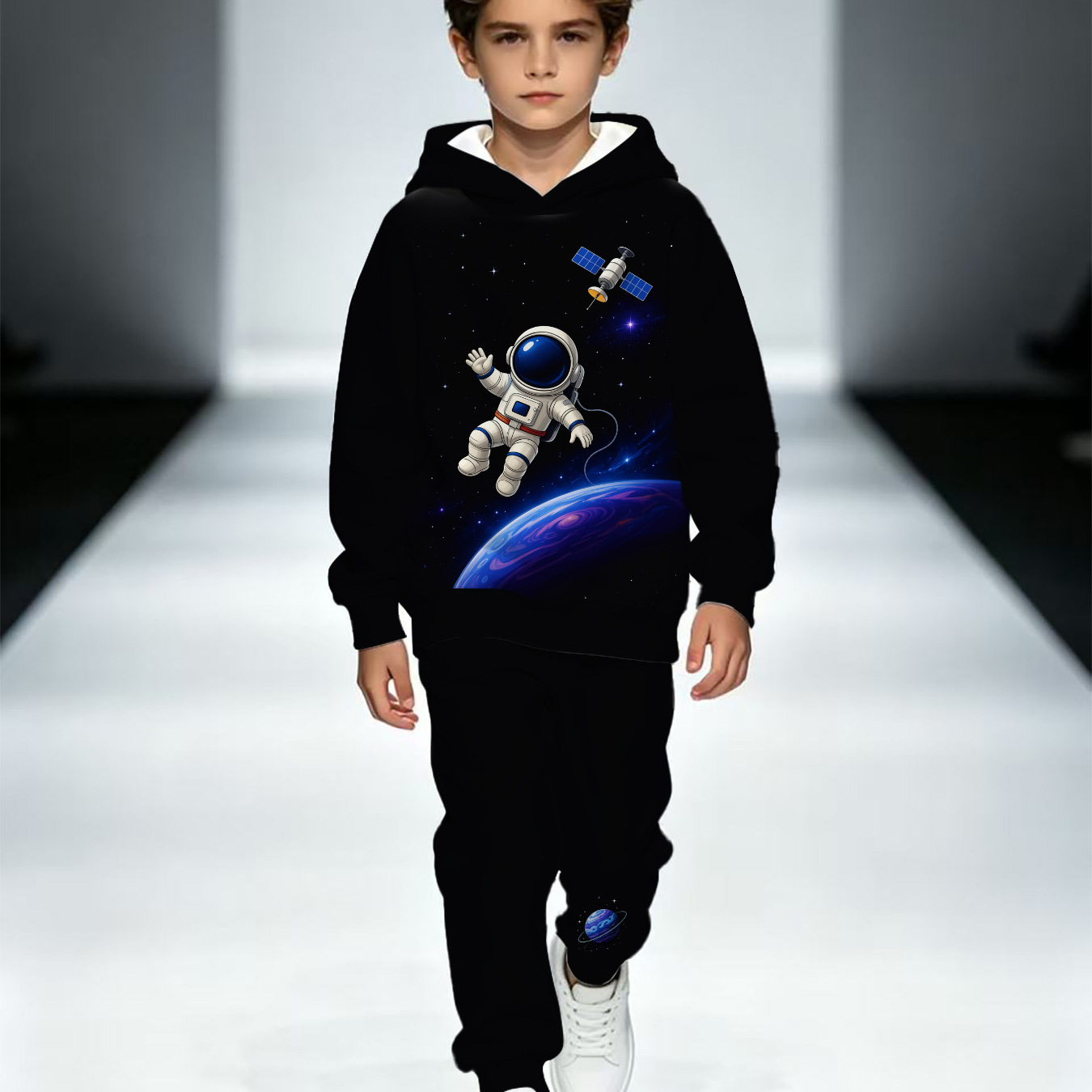 Autumn and winter unisex children's hoodie set, simple digital print cartoon character two-piece hoodie set