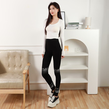 新款莫代尔印花打底裤高腰提臀无缝瑜伽裤女装修身显瘦小脚九分裤