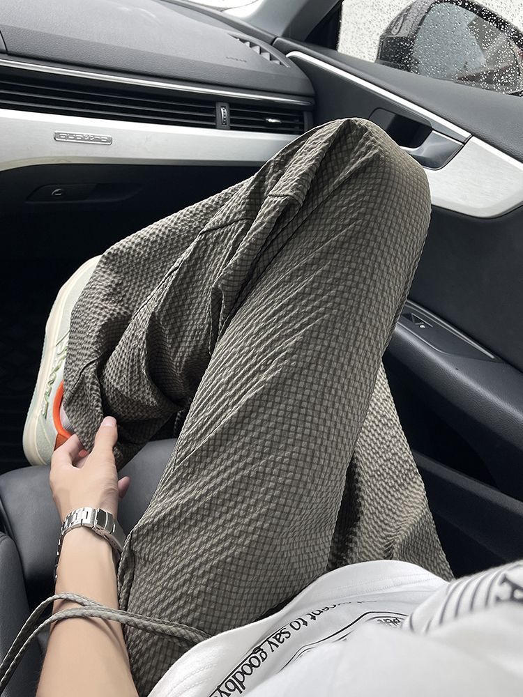 Men's Breathable Bubble Gauze Casual Pants Quick-dry Summer Trousers_voghion.com