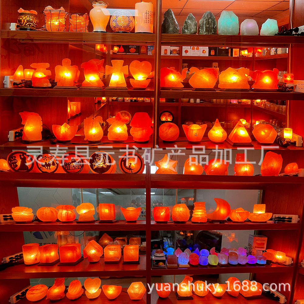 Fábrica al por mayor lámpara de sal del Himalaya exportación lámpara de sal de cristal lámpara de regalo dormitorio noche mineral Luz