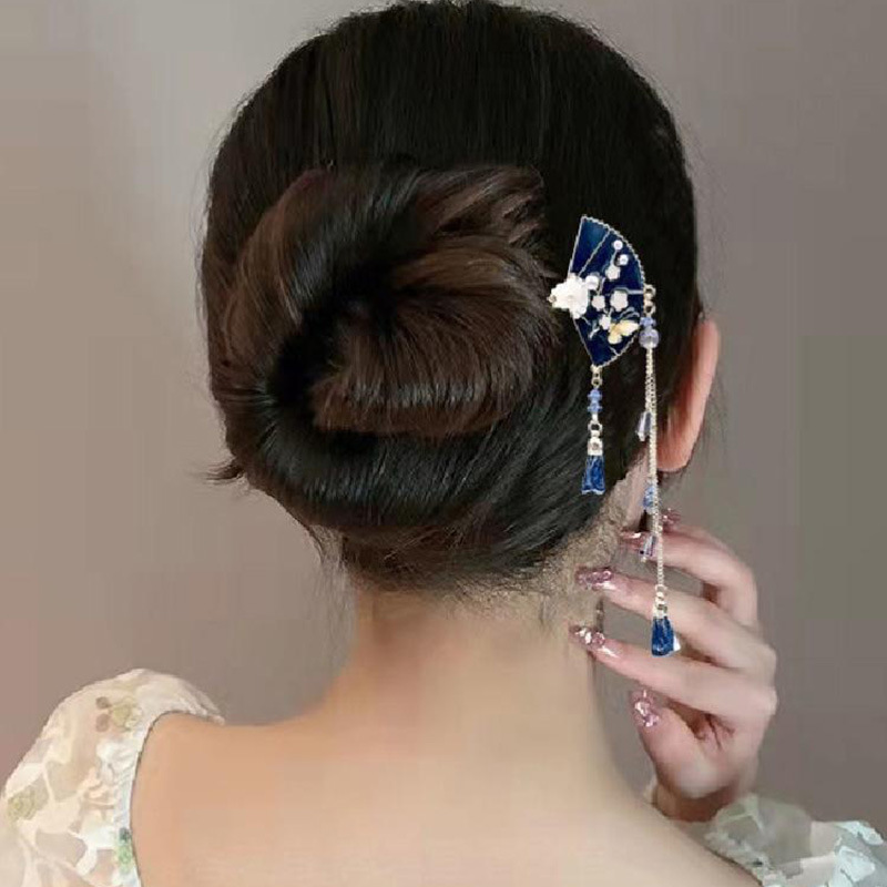 Women's Chinoiserie Retro Sector Flower Alloy Plating Hairpin display picture 2