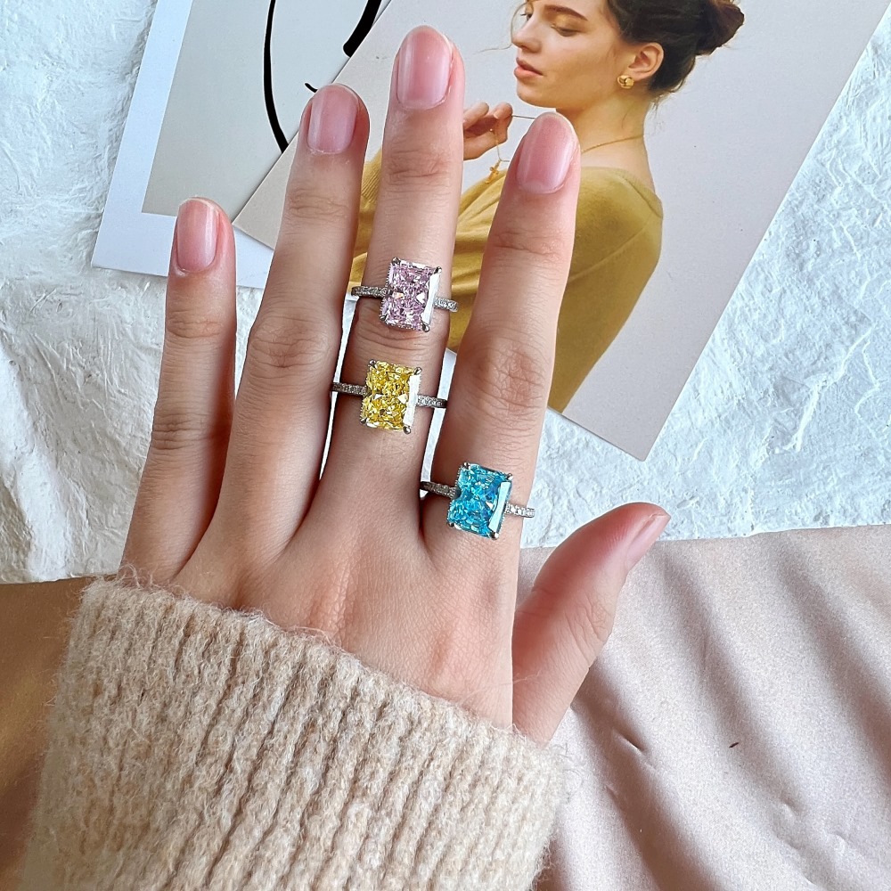 Fashion Square Silver Plating Inlay Rhinestones Rings 1 Piece