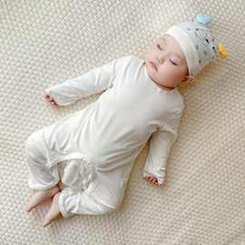 莫代尔婴儿连体衣夏季新款儿童家居服睡衣薄款开裆男女宝宝空调服