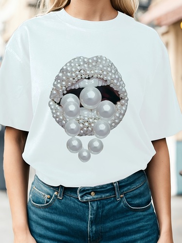 Dropshipping Art Jewelry Lip Pattern Art Print T-shirt
