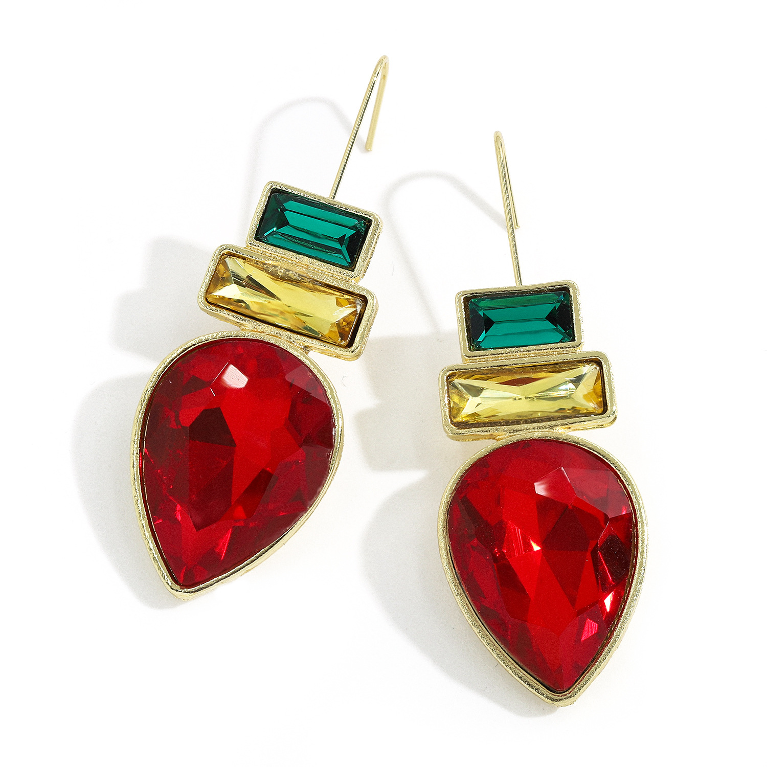 Fashion Alloy Inlaid Colored Gemstone Earrings display picture 20