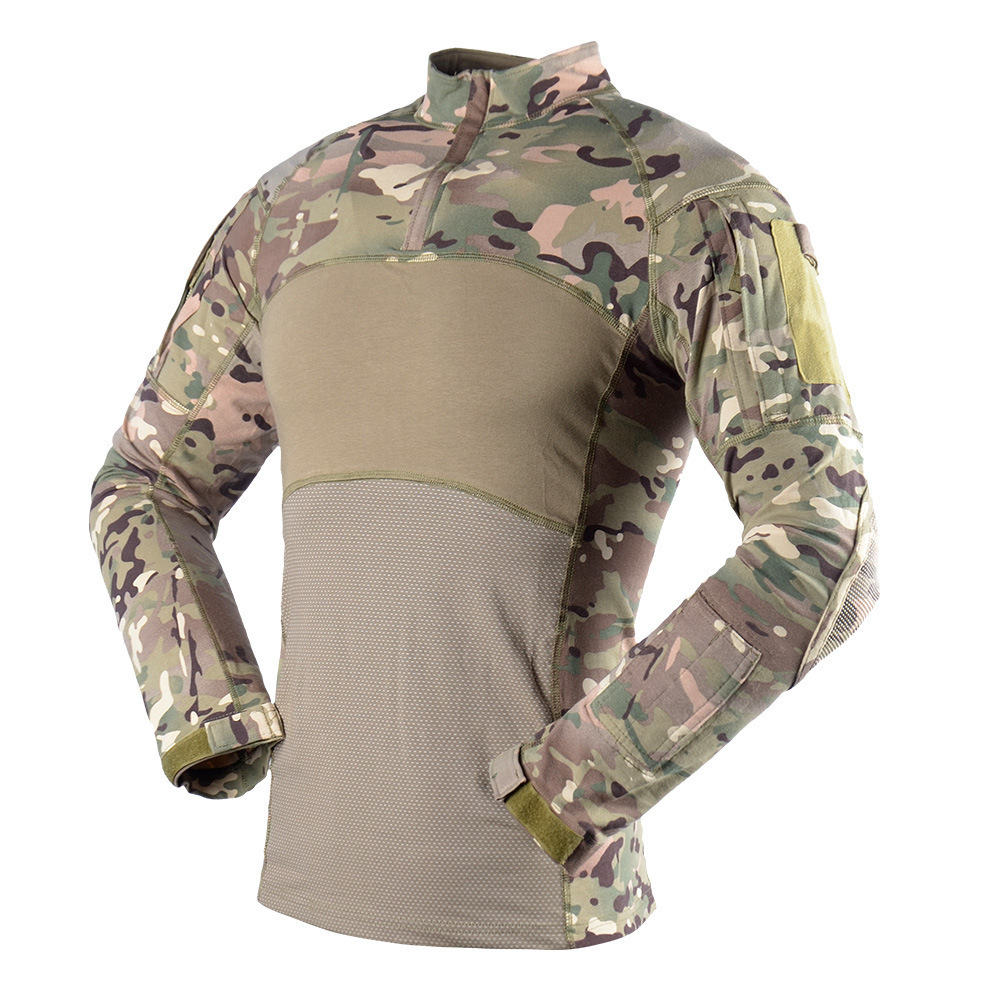 Camisa de Combate Táctica de Camuflaje para Hombre de Mezcla de Algodón, Térmico
