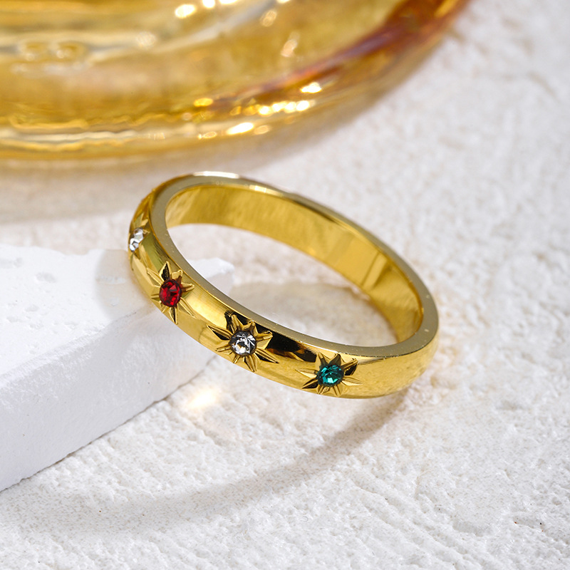 European And American Popular Stainless Steel Inlaid Diamond Shiny Light Luxury Style Elegant Temperament Ring_voghion.com