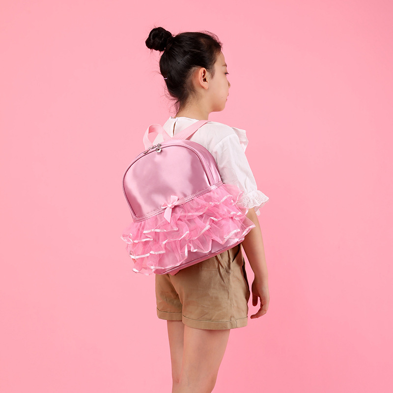 Bolso de baile de encaje dulce para niña con estampado LOGO, bolso de hombro de estudiante de baile de color sólido simple, nuevo bolso para niños