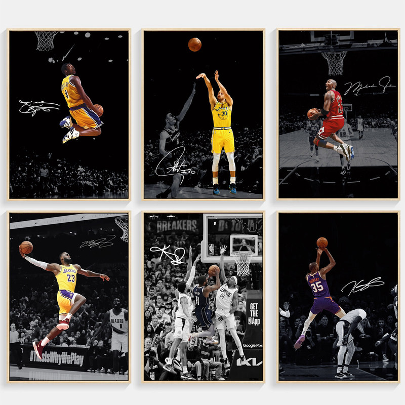 Basketball Star Decorative Painting for Living Room Background Wall, Modern Minimalist Boys' Bedroom Mural, Sports Style Kobe Wall Art Basketball Star Decorative Painting for Living Room Background Wall, Modern Minimalist Boys' Bedroom Mural, Sports Style Kobe Wall Art