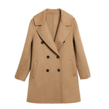 冬季新款经典廓形双面羊毛大衣韩系通勤宽松休闲双排扣毛呢外套女，女装毛呢外套，妃慕昵服饰