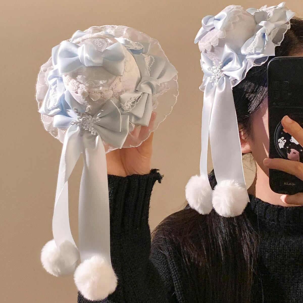 Dos dimensiones Lolita correa de cabello chica gato oreja clip de cabello cómic cosplay Lolita criada correa de cabello
