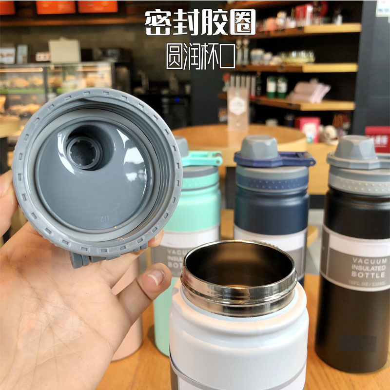 Vaso Aislado de Acero Inoxidable 304 Transfronterizo para Estudiantes Masculinos y Femeninos, Botella de Agua Deportiva Portátil para Exteriores, Venta al por Mayor para Coche