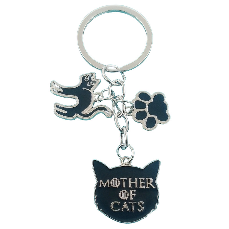 Cross-Border Alloy Fashion Enamel Devil Cat and Paw Pendant Keychain Mobile Phone Bag Pendant Halloween Gift