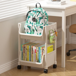 Removable Bookshelf Storage Rack Floor Desk Trolley Desk Storage Rack Wheeled Children's Bookcase Wholesale