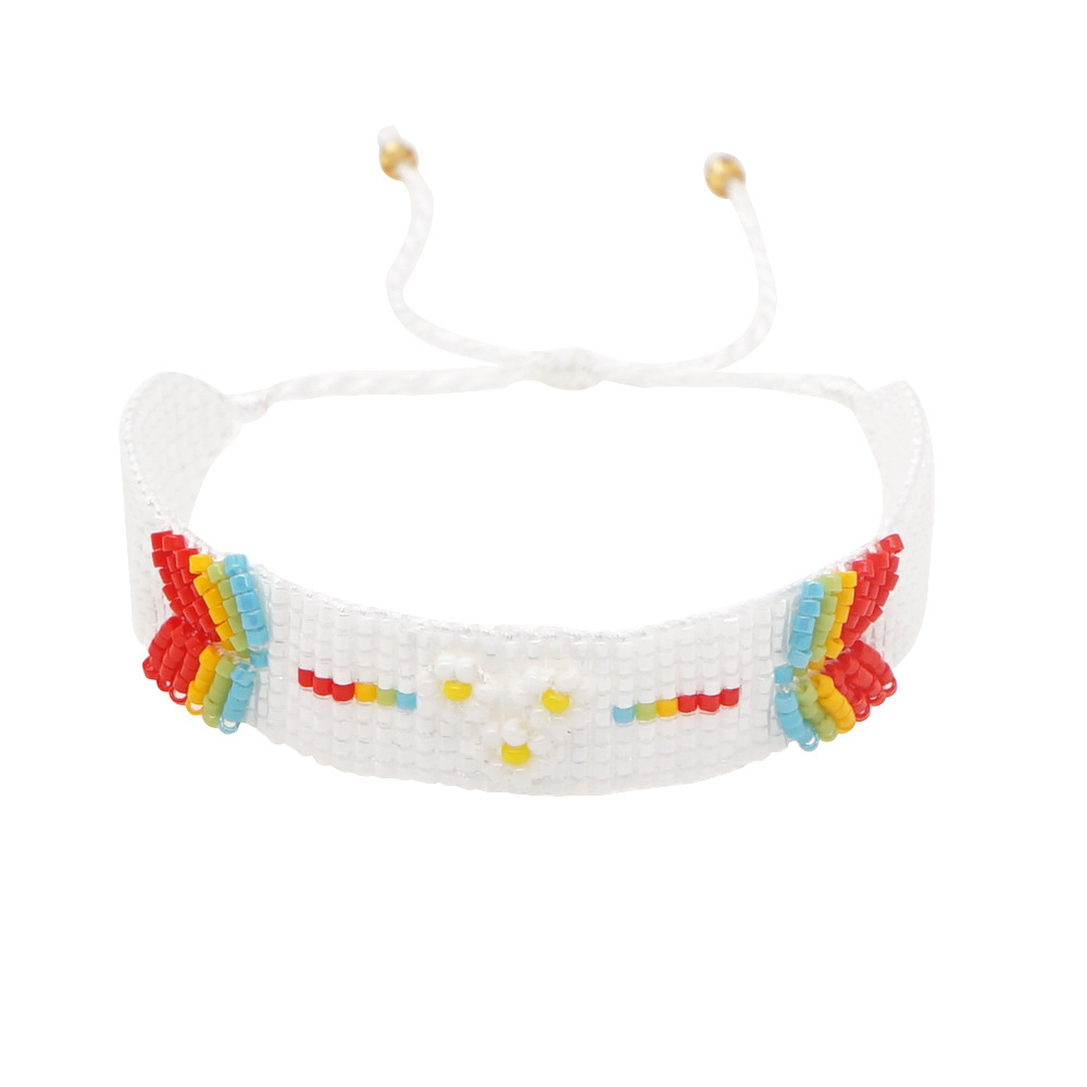 Pulsera De Margarita Pequeña Con Cuentas De Arco Iris Bohemio Simple display picture 3