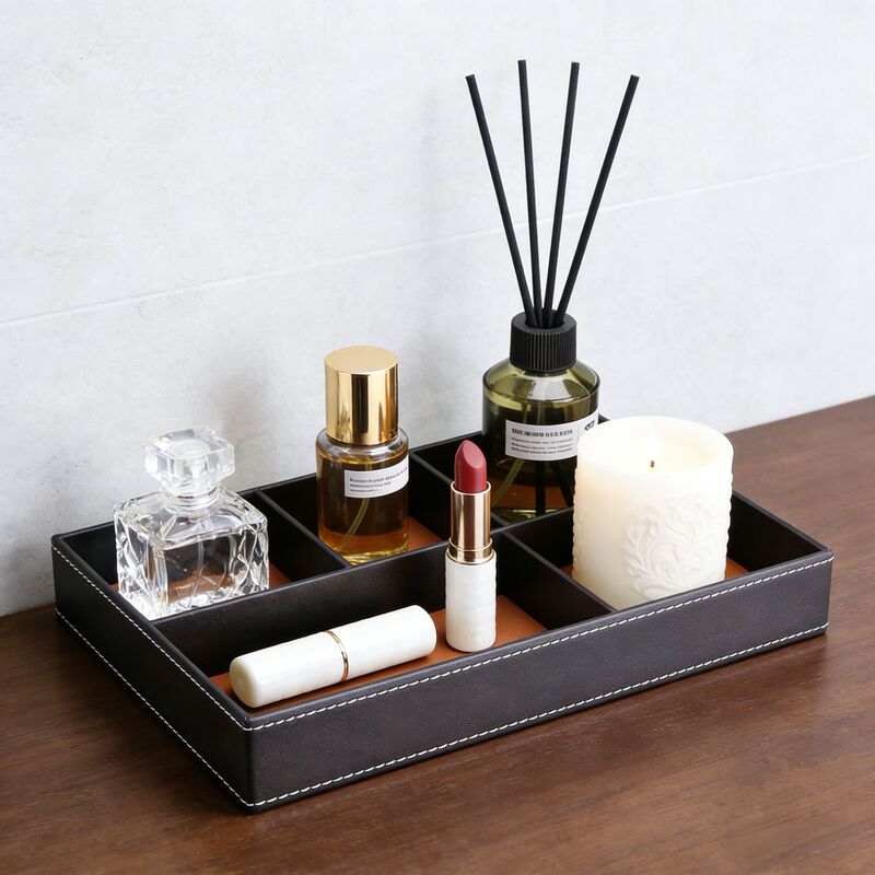Multifunctional Storage Box, Moisture-Proof and Dust-Proof Leather Tray, Desktop Storage Box, Entrance Key Box, Organizing Display Box